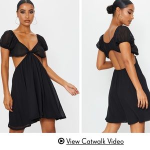 Black Cut Out Ruched Dress